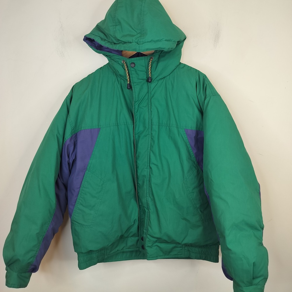 Vintage Gant Puffer Jacket Mens Large Down Fill Hooded Retro Colorblock